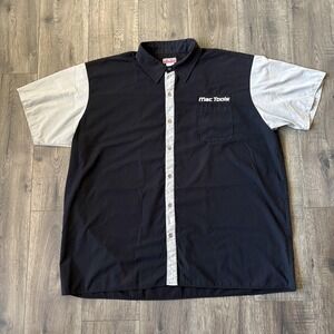 Mac Tools Shirt Mens XL Black Gray Mechanic Button Front Short‎ Sleeve Eagle